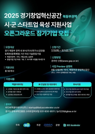 경기도, ‘북동부권 경기창업혁신공간 오픈그라운드’ 참가기업 모집