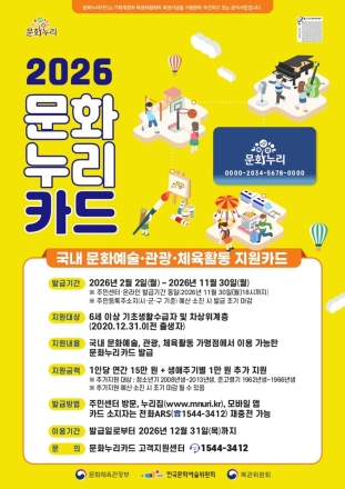 경기도, 문화누리카드 1인당 최대 16만 원 지원. 일상 속 문화환경 조성