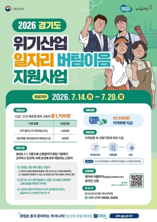 경기도, 고무·플라스틱·섬유 제조업 근로자에 장기근속 지원금 지급
