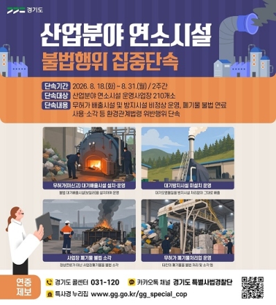 경기도 특사경, 연소시설 불법 연료사용·무허가 운영 집중 점검
