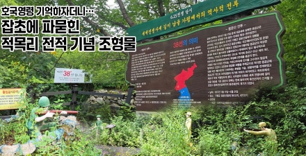 [카메라 고발] 호국영령 기억하자더니…잡초에 파묻힌 적목리 전적 기념 조형물