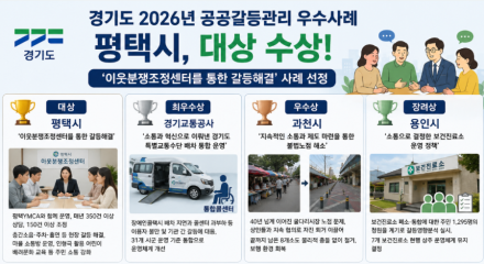 경기도, ‘2026년 공공갈등관리 우수사례’ 선정…평택시 대상