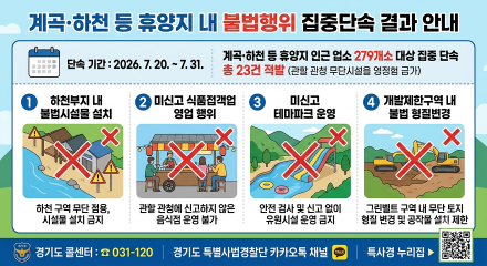 계곡·하천에 평상치고 음식팔고…경기도, 여름철 휴양지 불법행위 적발