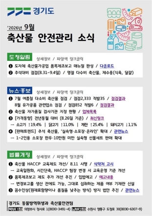 축산물 안전관리 정보 한눈에…경기도, 월간 소식지 첫 발간