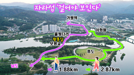자라섬을 제대로 만나는 ‘1.9㎞ 힐링로드'...가평역→출렁다리→황톳길→수변데크→보행교→중도→남도 꽃정원