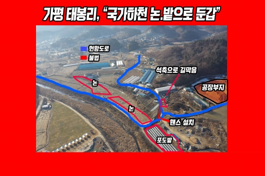 국가 하천부지 “논과 밭으로 둔갑” 수년째 불법 전용