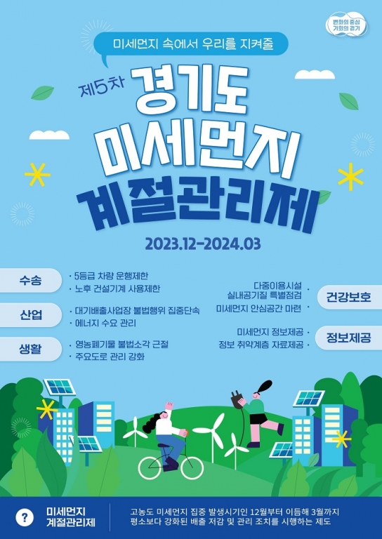 경기도, 5차 미세먼지 계절관리제 시행…전국 5등급 차량 경기도 운행 제한