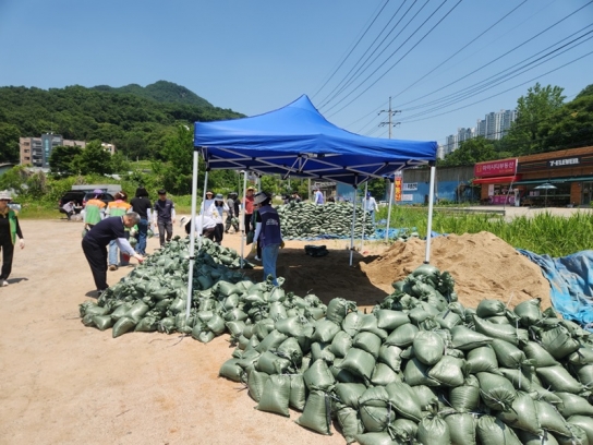 남양주시 화도읍, 수해방지 모래주머니 대량 제작