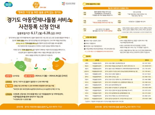 경기도, 7월부터 평일 야간·주말·휴일 위한 ‘초등 시설형 언제나돌봄서비스’