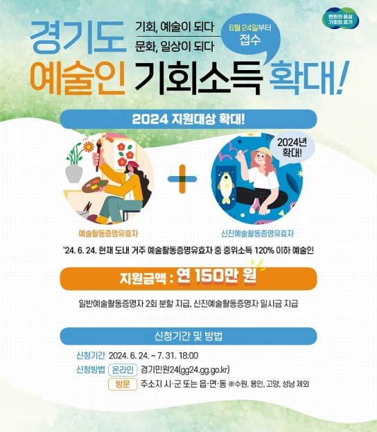 오늘부터 ‘예술인 기회소득’ 접수. 지금 바로 신청하세요!