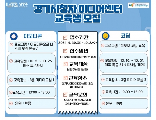 남양주시, '코딩 및 이모티콘 교육 3기' 운영
