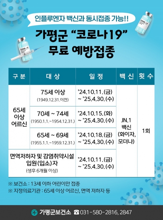 가평군, 고위험군 대상 코로나19 겨울철 예방접종
