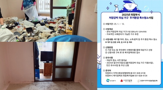의정부시, 2025년 저장강박 의심 가구 주거환경 특수 청소사업 지속 추진