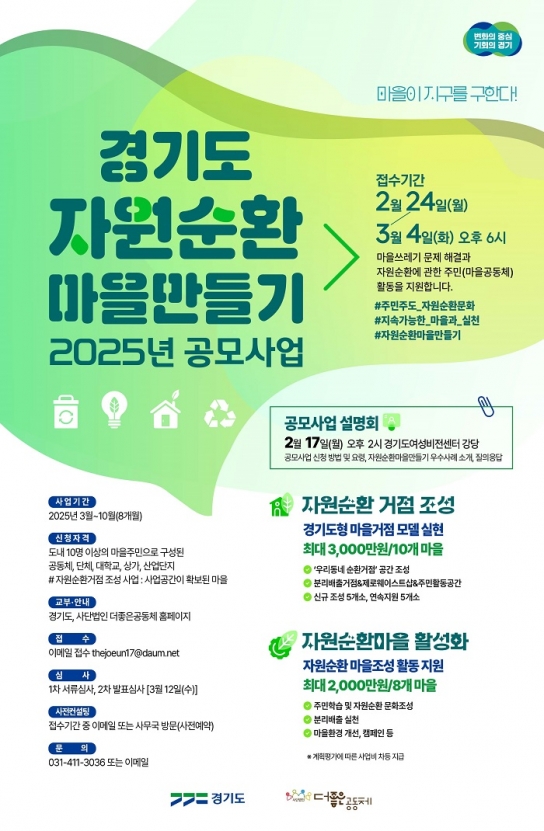 경기도, ‘자원순환마을 만들기’ 공모. 주민 공동체 주도로 생활 쓰레기 해결